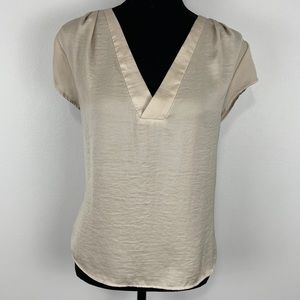 H&M Vneck Beige Silky Lightweight Cap Sleeve Top